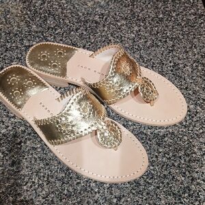 Jack Rogers Gold Metallic Leather  Sandals NWOT